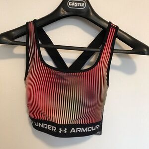 Under Armour Crossback Racerback Logo Band Sports Bra with Built In Pads